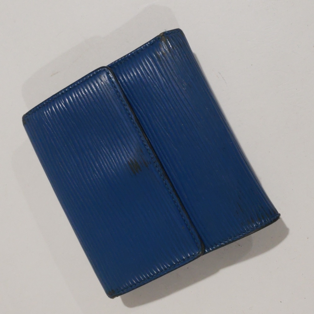 Vintage Louis Vuitton LV Trifold Luxury Wallet โ Royal Blue Epi Leather 4.25x4" - Picture 4 of 17